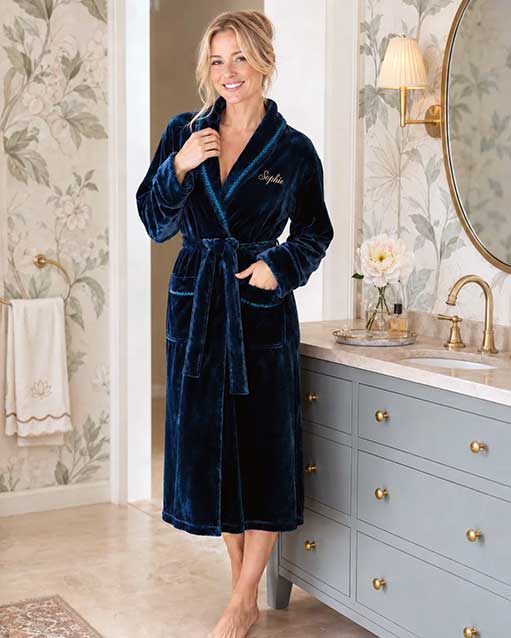 Lotus Linen Women’s Plush Robe Lotus Linen Women’s Plush Robe