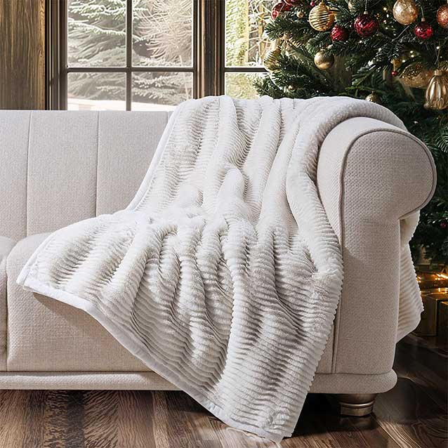 Evergrace Home Luxe Sculpted Texture Faux Fur Throw Blanket