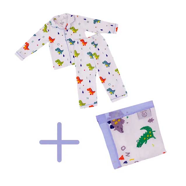 SnuggleBuds Baby Dino Dreams Blanket + Pajamas Bundle SnuggleBuds Baby Dino Dreams Blanket + Pajamas Bundle
